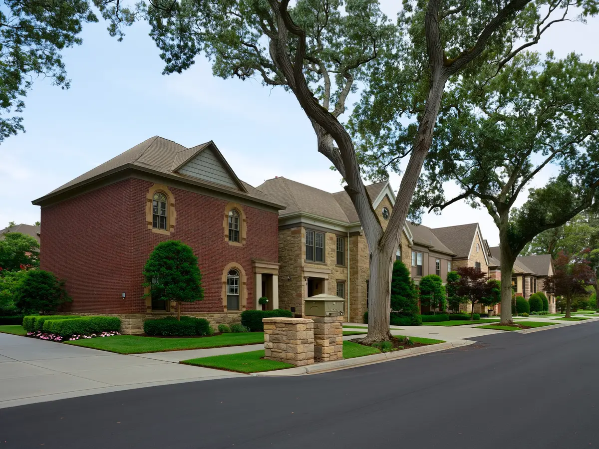Established residential neighborhood in east Roswell Georgia with large homes and mature hardwood canopy
