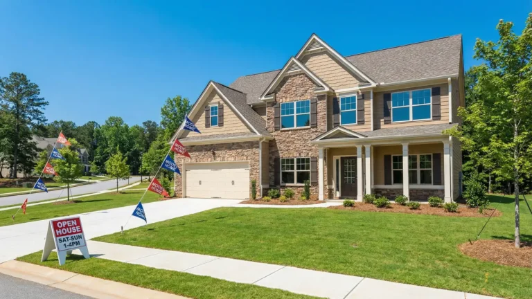 New construction model home with landscaped yard in the Hamilton Mill area Dacula Gwinnett County Georgia